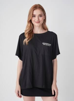 T-shirt coupe droite manches courtes noir ROSE GARDEN femme