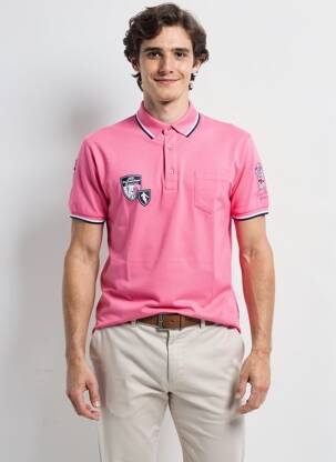 Polo tissage jersey manches courtes rose CAMBERABERO homme