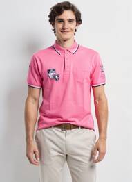 Polo tissage jersey manches courtes rose CAMBERABERO homme