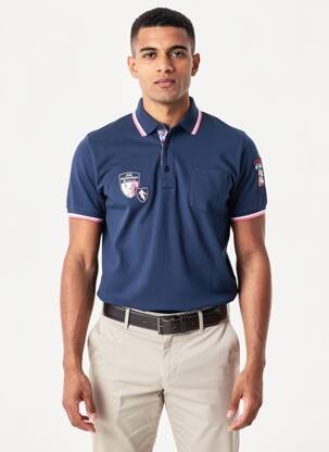 Polo tissage jersey manches courtes bleu CAMBERABERO homme