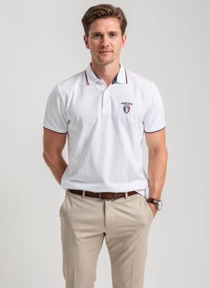 Polo tissage jersey manches courtes blanc CAMBERABERO homme