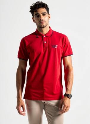 Polo tissage jersey manches courtes rouge CAMBERABERO homme