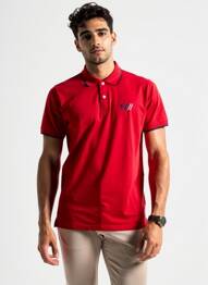 Polo tissage jersey manches courtes rouge CAMBERABERO homme