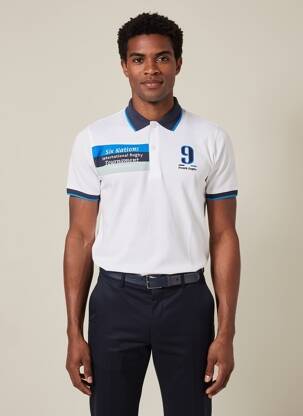 Polo tissage jersey manches courtes blanc CAMBERABERO homme
