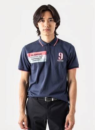 Polo tissage jersey manches courtes bleu CAMBERABERO homme