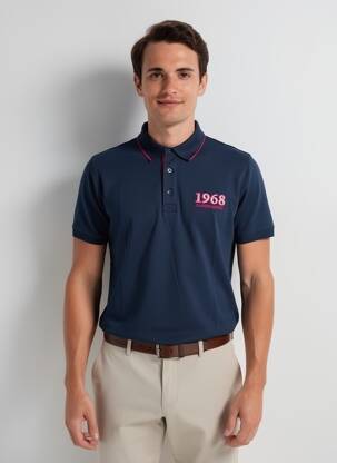 Polo tissage jersey manches courtes bleu CAMBERABERO homme