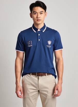 Polo tissage jersey manches courtes bleu CAMBERABERO homme