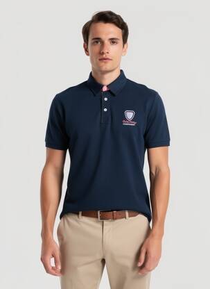 Polo stretch manches courtes bleu CAMBERABERO homme