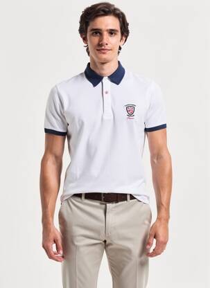 Polo tissage jersey manches courtes blanc CAMBERABERO homme