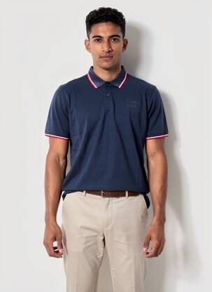 Polo tissage jersey manches courtes bleu CAMBERABERO homme
