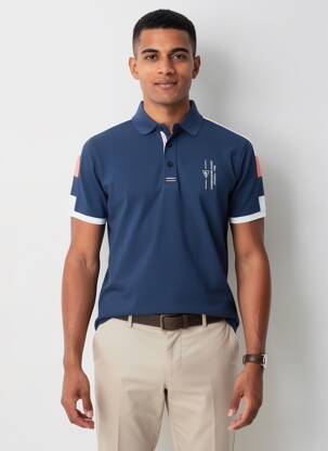 Polo tissage jersey manches courtes bleu CAMBERABERO homme