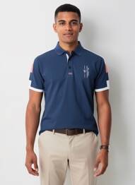 Polo tissage jersey manches courtes bleu CAMBERABERO homme