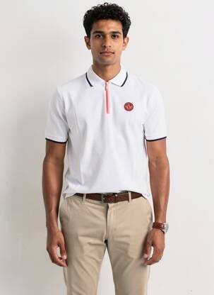 Polo stretch manches courtes blanc CAMBERABERO homme
