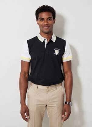 Polo coupe droite manches courtes noir CAMBERABERO homme