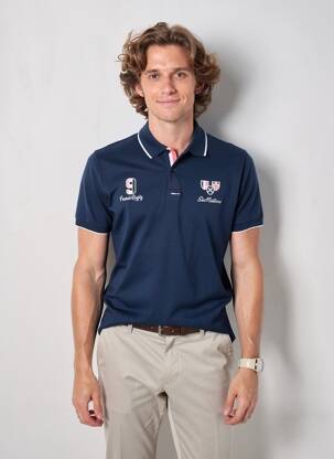 Polo coupe cintrée manches courtes bleu CAMBERABERO homme