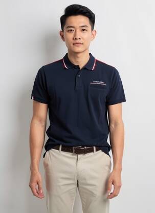 Polo coupe droite manches courtes bleu CAMBERABERO homme