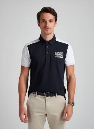 Polo coupe cintrée manches courtes noir CAMBERABERO homme