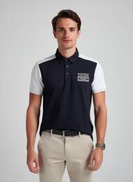 Polo coupe cintrée manches courtes noir CAMBERABERO homme