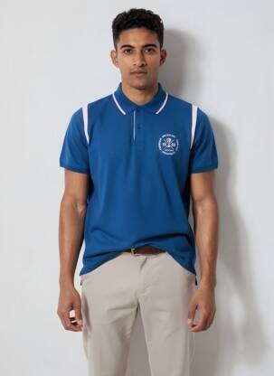 Polo coupe cintrée manches courtes bleu CAMBERABERO homme