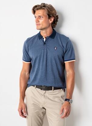 Polo coupe droite manches courtes bleu CAMBERABERO homme