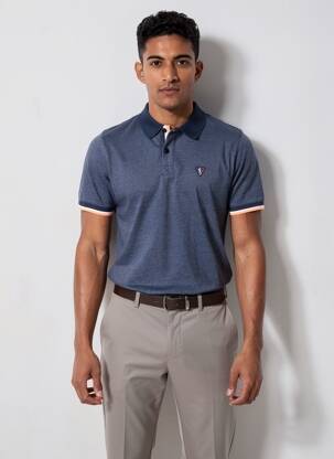 Polo coupe droite manches courtes bleu CAMBERABERO homme