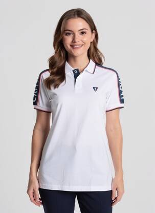 Polo coupe droite manches courtes blanc CAMBERABERO femme