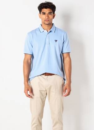 Polo tissage jersey manches courtes bleu CAMBERABERO homme