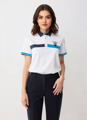Polo coupe droite manches courtes blanc CAMBERABERO femme