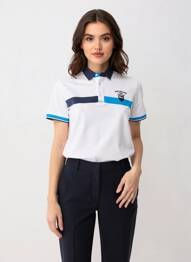 Polo broderie manches courtes blanc CAMBERABERO femme