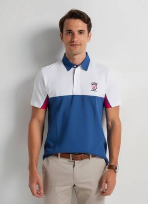 Polo coupe droite manches courtes bleu CAMBERABERO homme