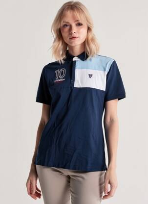 Polo coupe droite manches courtes bleu CAMBERABERO femme