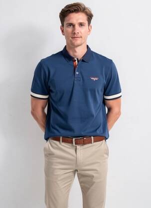 Polo fermeture boutonnée sur le devant manches courtes bleu CAMBERABERO homme