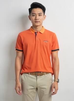 Polo coupe droite manches courtes orange CAMBERABERO homme