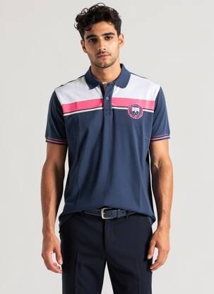 Polo coupe droite manches courtes bleu CAMBERABERO homme