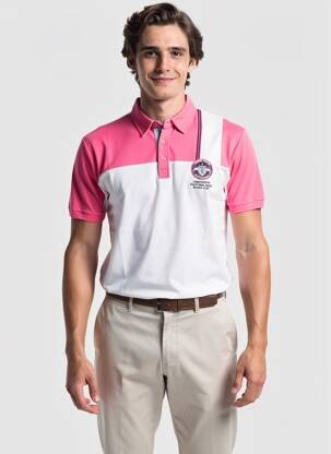 Polo tissage jersey manches courtes rose CAMBERABERO homme