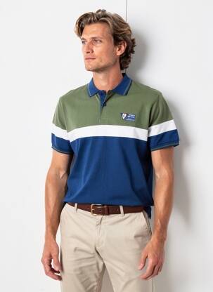 Polo broderie motifs brodés manches courtes vert CAMBERABERO homme