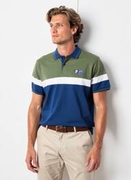 Polo broderie motifs brodés manches courtes vert CAMBERABERO homme