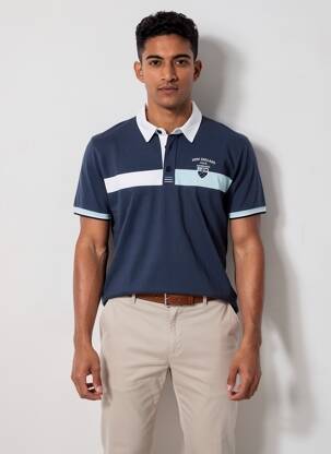 Polo tissage jersey manches courtes bleu CAMBERABERO homme