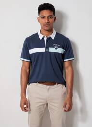 Polo tissage jersey manches courtes bleu CAMBERABERO homme