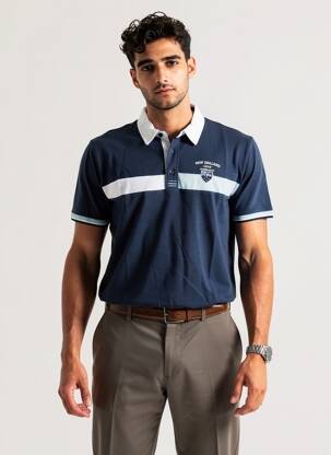 Polo tissage jersey manches courtes bleu CAMBERABERO homme