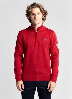 Pull stretch manches longues rouge CAMBERABERO homme