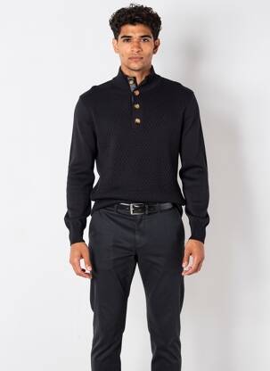 Pull stretch manches longues noir CAMBERABERO homme