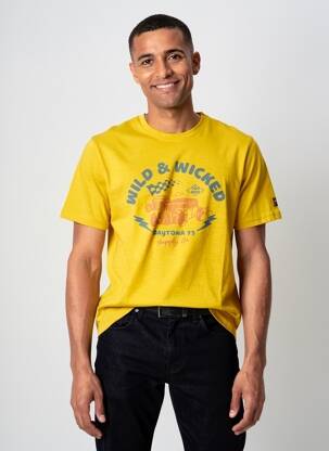 T-shirt coupe droite manches courtes jaune DAYTONA homme