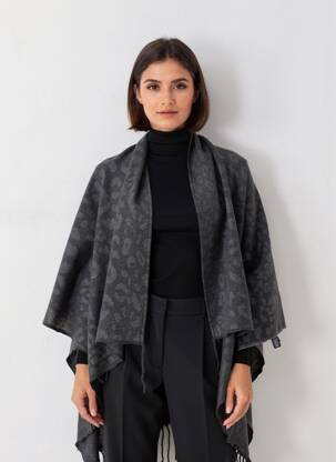 Poncho col v gris LE TEMPS DES CERISES femme