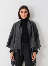 Poncho col v gris LE TEMPS DES CERISES femme