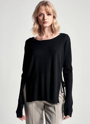 Pull coupe cintrée manches longues noir GRACE & MILA femme