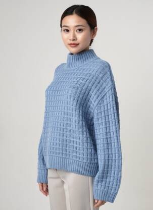 Pull stretch manches longues bleu RUE MAZARINE femme