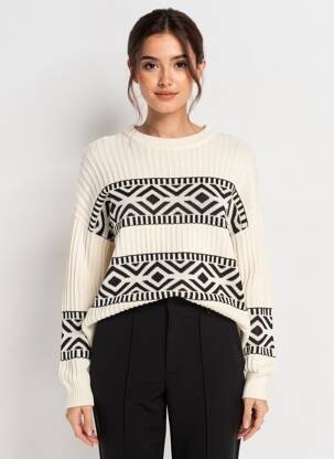 Pull stretch manches longues beige ICHI femme