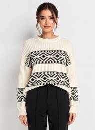 Pull stretch manches longues beige ICHI femme