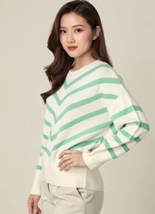 Pull stretch manches longues vert B.YOUNG femme